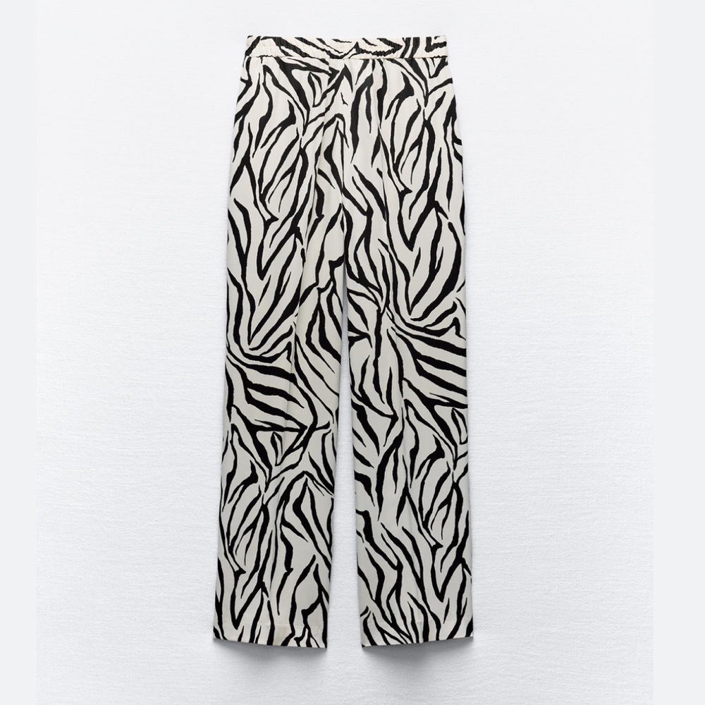 Zara Monochrome Zebra Wide Leg Pants